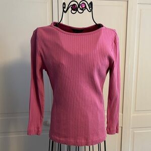 Lands' End Pink Ribbed Long Sleeve Top